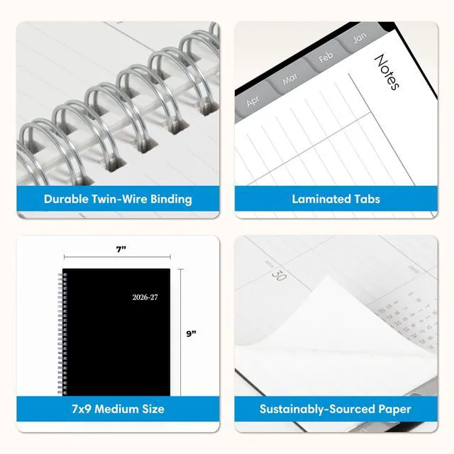 Alt view image 7 of 7 - 2026-2027 Weekly & Monthly Academic Planner, 7"x9", Enterprise July 2026 - June 2027, Flexible Cover, Wirebound, Laminated Tabs, Academic Year