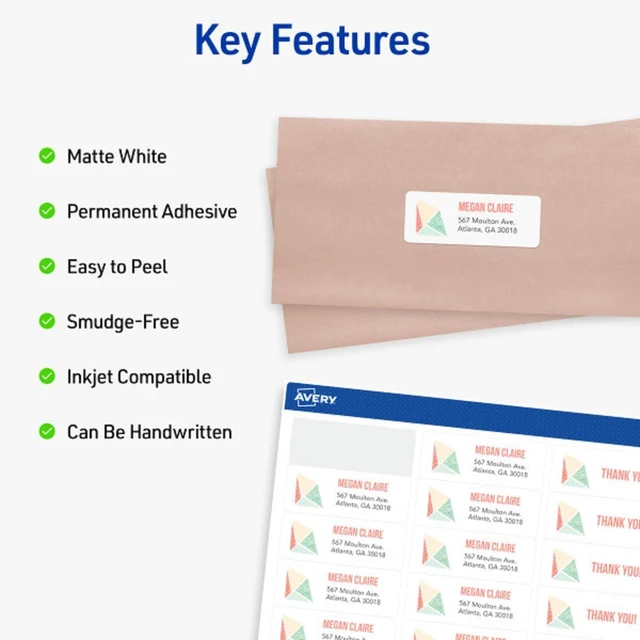 Alt view image 3 of 7 - Easy Peel Printable Address Labels, Sure Feed Technology, 1" x 2-5/8" Customizable Stickers, White, 750 Blank Mailing Labels, Great for Mailing, Shipping, and More (8160)