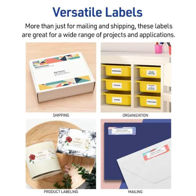 Alt view image 4 of 7 - Easy Peel Printable Address Labels, Sure Feed Technology, 1" x 2-5/8" Customizable Stickers, White, 750 Blank Mailing Labels, Great for Mailing, Shipping, and More (8160)