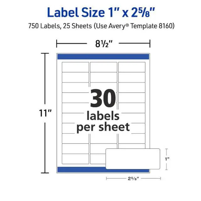 Alt view image 5 of 7 - Easy Peel Printable Address Labels, Sure Feed Technology, 1" x 2-5/8" Customizable Stickers, White, 750 Blank Mailing Labels, Great for Mailing, Shipping, and More (8160)