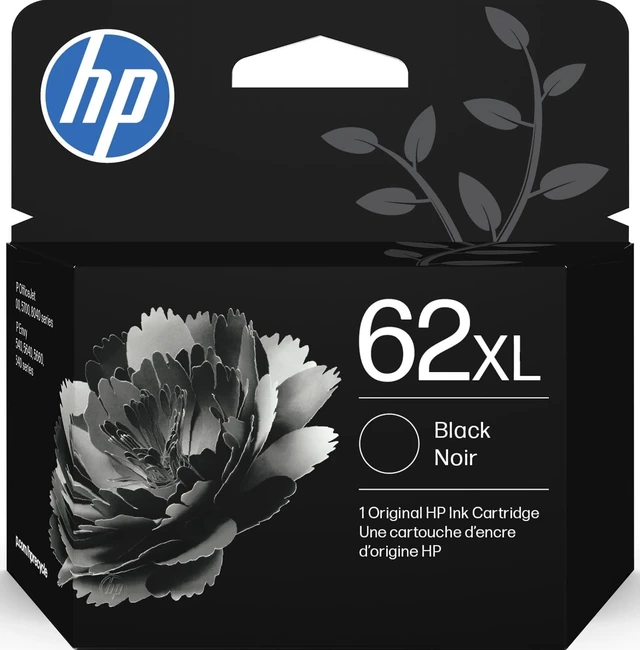 Main image of 62XL Black High-Yield Ink Cartridges | Works with Envy 5540, 5640, 5660, 7640, OfficeJet 5740, 8040, Mobile 200, 250 | C2P05AN | Packaging May Vary