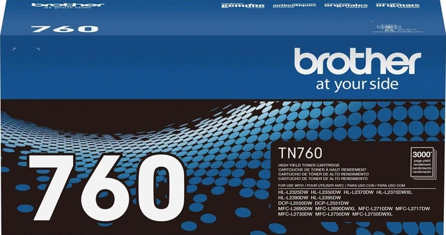 Main image of Genuine TN760 High Yield Black Toner Cartridge, (for use with MFC-L2710DW MFC-L2750DW HL-L2350DW HL-L2370DW HL-L2395DW HL-L2390DW DCP-L2550DW Printers) (Pack of 1)