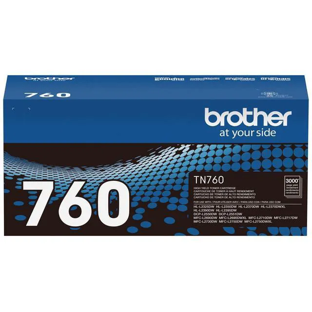 Alt view image 2 of 4 - Genuine TN760 High Yield Black Toner Cartridge, (for use with MFC-L2710DW MFC-L2750DW HL-L2350DW HL-L2370DW HL-L2395DW HL-L2390DW DCP-L2550DW Printers) (Pack of 1)
