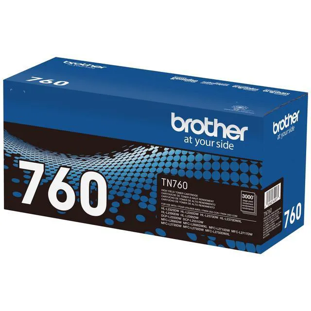 Alt view image 3 of 4 - Genuine TN760 High Yield Black Toner Cartridge, (for use with MFC-L2710DW MFC-L2750DW HL-L2350DW HL-L2370DW HL-L2395DW HL-L2390DW DCP-L2550DW Printers) (Pack of 1)
