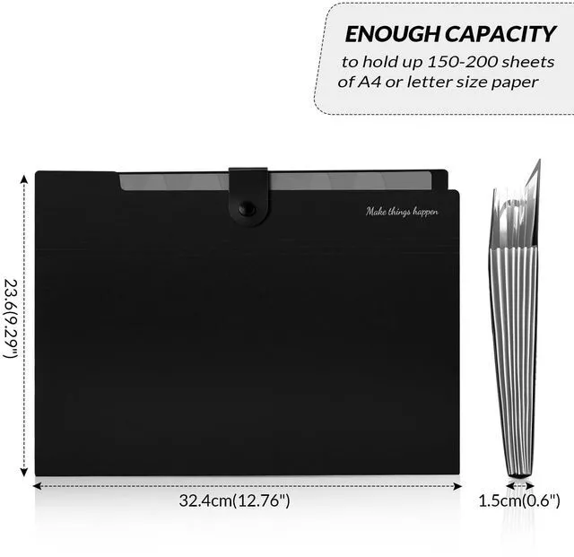 Alt view image 5 of 7 - 8 Pockets Accordion File Organizer, Expanding File Folders, Portable Document Paper Organizer, A4 Letter Size, Snap Closure, Pack of 4