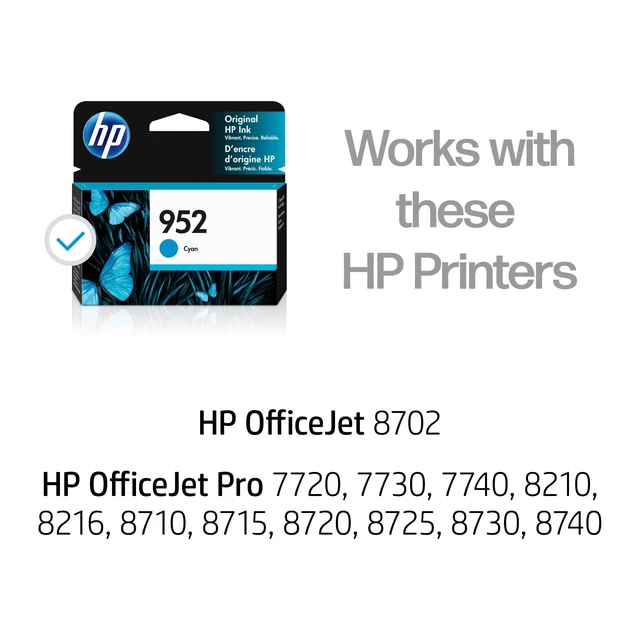 Alt view image 2 of 7 - 952 Cyan Ink Cartridge | Works OfficeJet 8702,OfficeJet Pro 7720,7740,8210,8710,8720,8730,8740 Series | Eligible for Instant Ink L0S49AN,(Pack of 2)