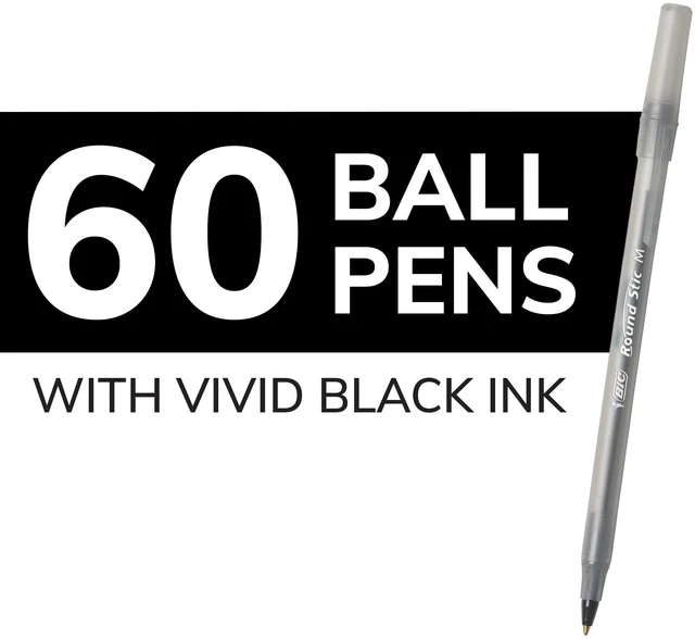 Alt view image 2 of 6 - Round Stic Xtra Life Ballpoint Pen, Ultra Long Lasting and Consistent Ink Flow, 60-Count in Black Ink (Pack of 9)