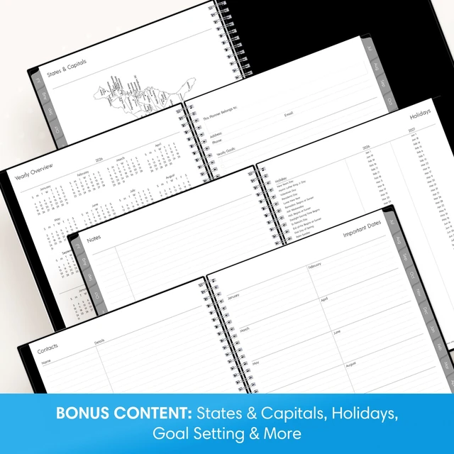 Alt view image 5 of 7 - 2026-2027 Weekly & Monthly Academic Planner, 8.5"x11", Enterprise July 2026 - June 2027, Flexible Cover, Wirebound, Laminated Tabs, Academic Year