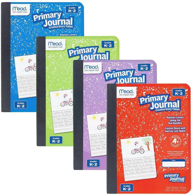 Alt view image 2 of 6 - Primary Journal Creative Story Tablet Composition Notebook, 7.5" x 9.75", Grades K-2, 100 Sheets, 4 Pack, Assorted Colors (610051-ECM) 0071723104313