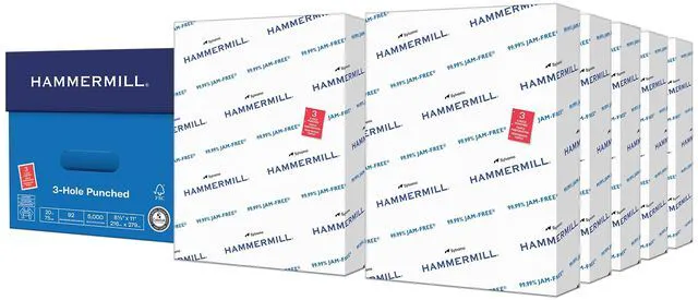 Main image of Printer Paper, 20 lb Copy Paper, 3 Hole - 10 Ream (5,000 Sheets) - 92 Bright, Made in the USA, 105031C