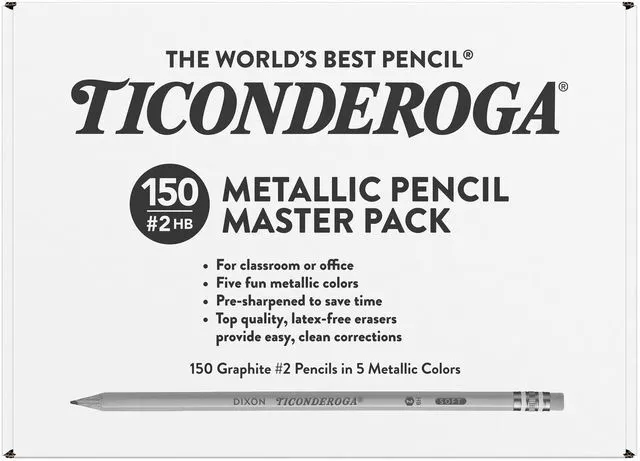 Alt view image 2 of 7 - Wood-Cased Pencils Master Pack, Pre-Sharpened #2 HB Soft, Metallic Colors, 150 Count, Standard Size, High Quality Eraser