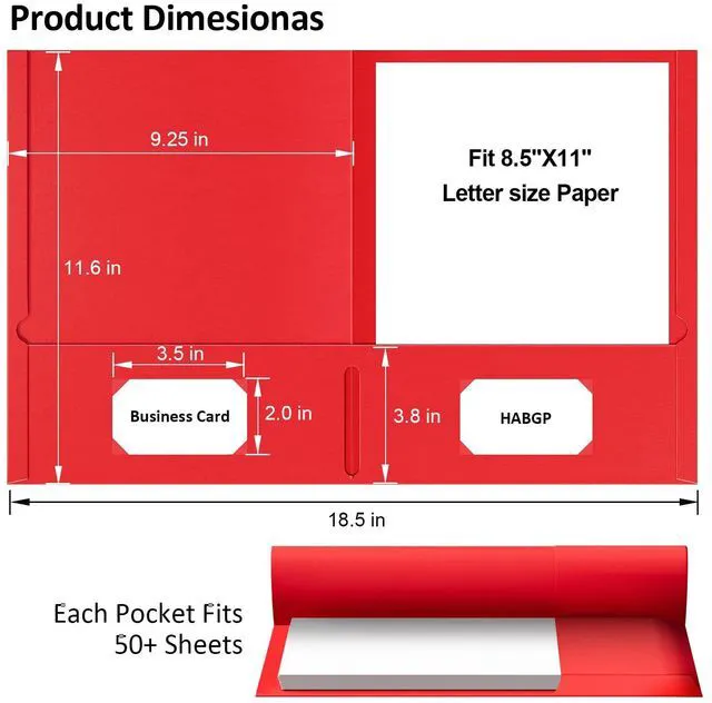 Alt view image 2 of 7 - 2 Pocket Folders, 100 Pack, Paper File Folders with Pockets, 5 Colors Two Pocket Folders, Fit Letter Size Paper, Colored, for School, Office, Home, Business