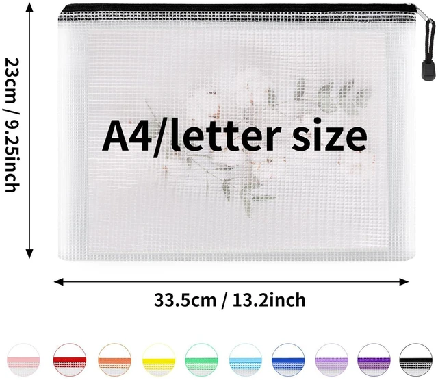 Alt view image 2 of 7 - 100pcs Mesh Zipper Pouch, A4 Size, 10 Colors Zipper Bags for Organizing Storage, Waterproof Puzzle Bag, Zipper File Bags for Board Games and School Office Supplies