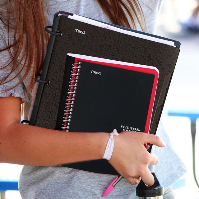 Alt view image 6 of 7 - Spiral Notebook, 2 Subject, College Ruled Paper, 6" x 9-1/2", 80 Sheets, Fights Ink Bleed, Water Resistant Cover, Black (840029AA2-ECM), (Pack of 12)