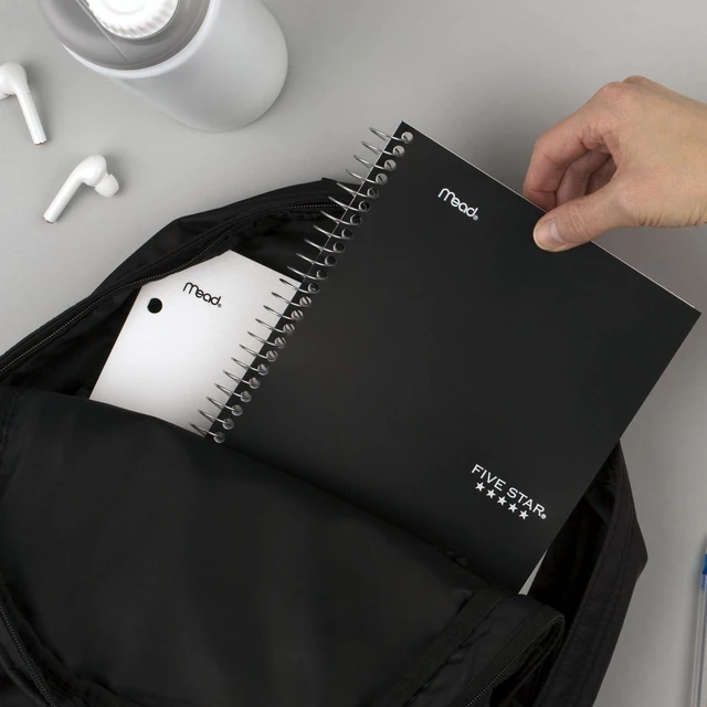 Alt view image 7 of 7 - Spiral Notebook, 2 Subject, College Ruled Paper, 6" x 9-1/2", 80 Sheets, Fights Ink Bleed, Water Resistant Cover, Black (840029AA2-ECM), (Pack of 12)