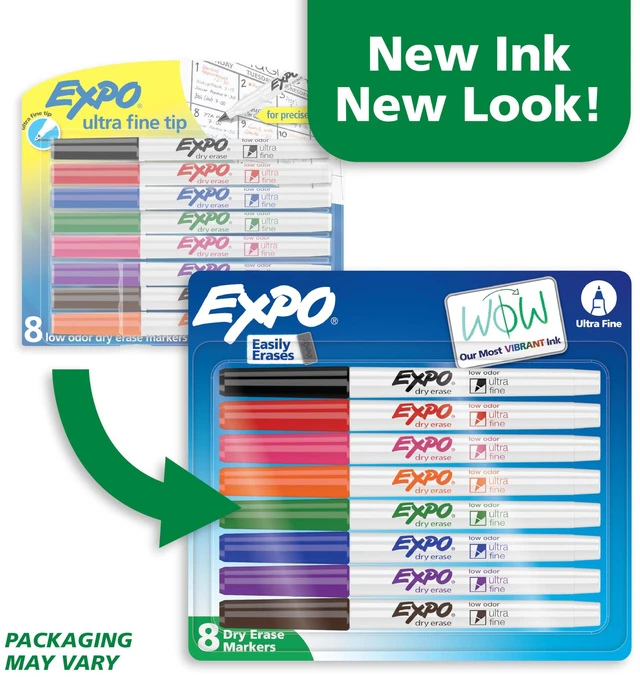 Alt view image 2 of 7 - Dry Erase Markers, Low Odor Ink, Assorted Colors, Ultra Fine Tip, 48 Count - Whiteboard, Calendar, Organization, School Supplies, Pack of 6