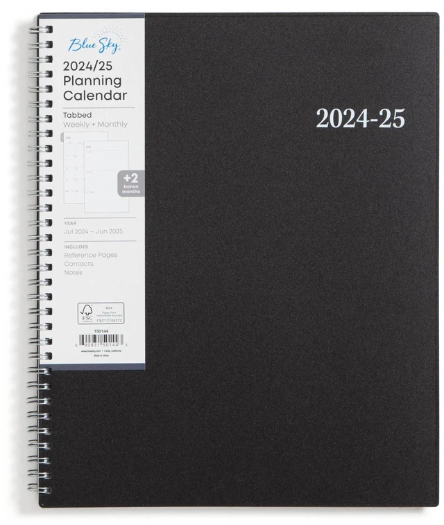 Main image of 2024-2025 Academic Year Weekly and Monthly Planner, July 2024 - June 2025, 8.5" x 11", Flexible Cover, Wirebound, Enterprise (150144)