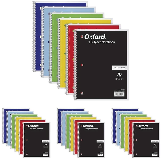 Main image of Spiral Notebook,1 Subject,College Ruled Paper,8 x 10-1/2 Inch,Color Assortment Design May Vary (65007),(Pack of 24)