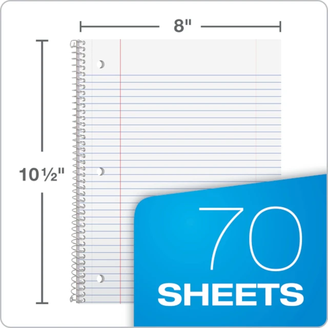 Alt view image 2 of 7 - Spiral Notebook,1 Subject,College Ruled Paper,8 x 10-1/2 Inch,Color Assortment Design May Vary (65007),(Pack of 24)