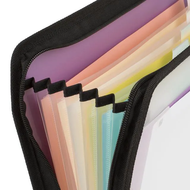 Alt view image 5 of 7 - Expanding File Organizer + Study App, 7-Pocket Accordian File Organizer, Zipper Closure, Holds 8-1/2" x 11" Paper, Amethyst Purple (350099G-ECM) (Pack of 6)