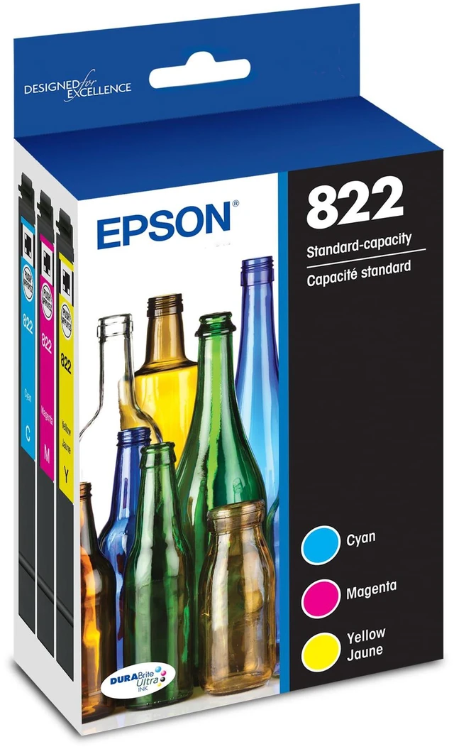 Main image of 822 Genuine Ink Standard Capacity Color Cartridge 4-Pack T822520 Works with WorkForce Pro WF-3820 WF-3823 WF-4820 WF-4830 WF-4833 WF-4834 Printers