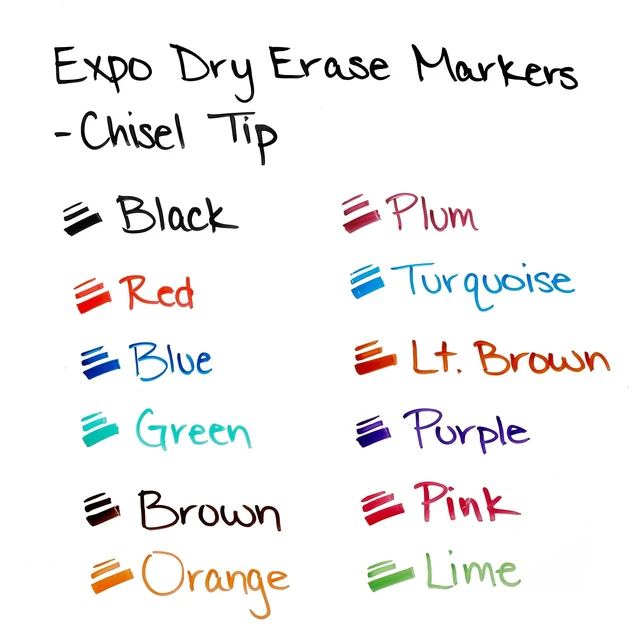 Alt view image 5 of 7 - Dry Erase Markers, Low Odor Ink, Assorted Colors, Chisel Tip, (Pack of 24)