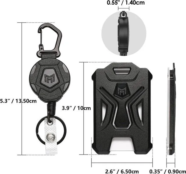 Alt view image 4 of 7 - 8-Pack Retractable Badge Holder, Heavy Duty Carabiner Keychain, Tactical ID Card Holder with 31.5" Retractable Badge Reel, Black