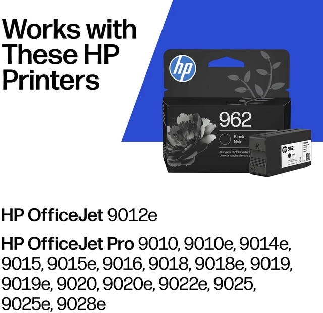Alt view image 2 of 7 - 962 Black Ink Cartridge | Works with OfficeJet 9010, Pro 9020 | Eligible for Instant Ink | 3HZ99AN