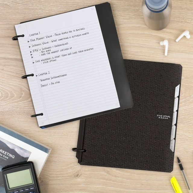 Alt view image 7 of 7 - Flex Refillable Notebook + Study App, College Ruled Paper and 1 Inch TechLock Ring Binder with Pockets, Tabs and Dividers, 200 Sheet Capacity, Black (29328AA2) (Pack of 6)