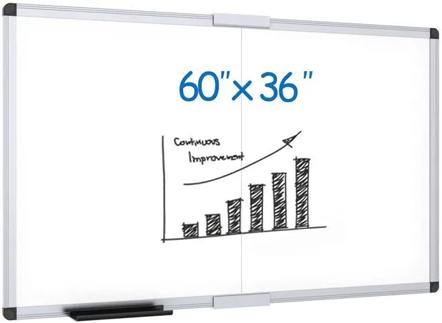 Main image of Magnetic Dry Erase Board, 60 X 36 Inches, Foldable Wall-Mounted Whiteboard with Silver Aluminum Frame & Marker Tray for School Office and Home 5' X 3'