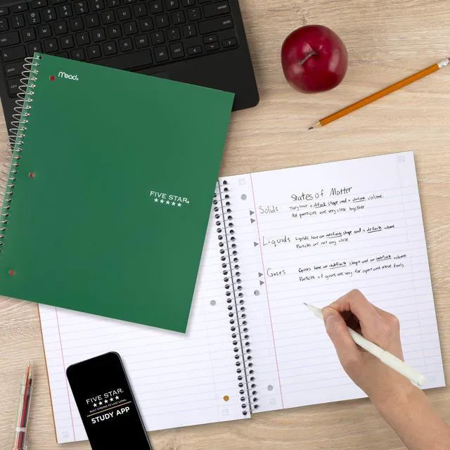 Alt view image 7 of 7 - Spiral Notebook 3 Subject Wide Ruled | Forest Green | 150 Sheets | Water Resistant Cover | Pack of 6
