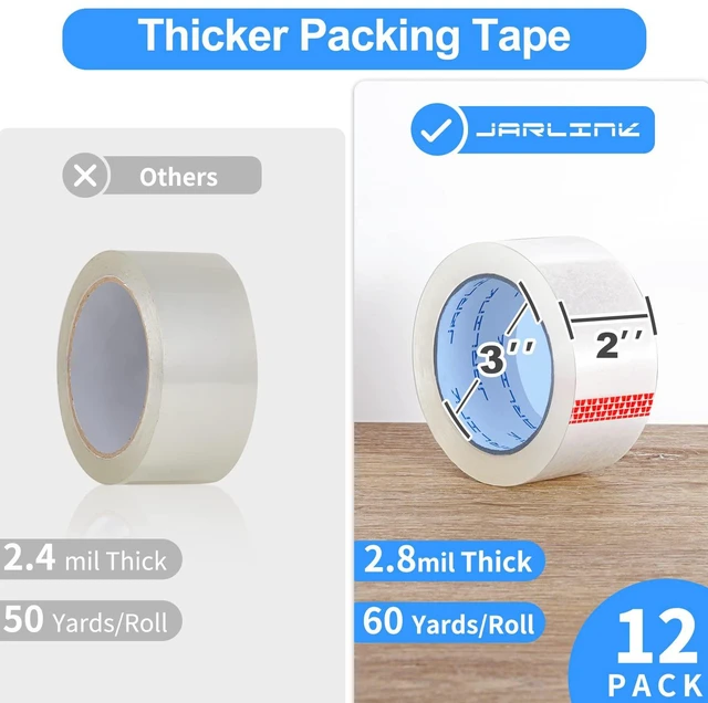 Alt view image 2 of 7 - 18 Rolls Clear Packing Tape, Heavy Duty Packaging Tape (Pack of 2)