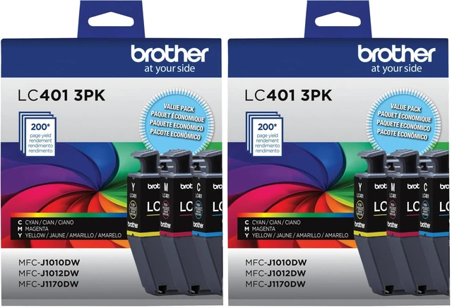 Main image of Genuine LC401 Standard Yield Ink Cartridges â Includes 1 Cartridge Each of Cyan,Magenta and Yellow,3 Count (Pack of 2)