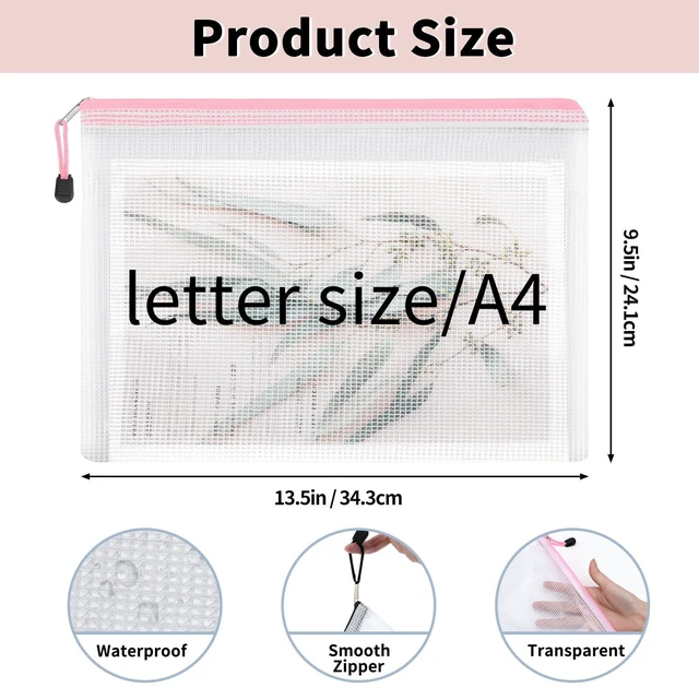 Alt view image 2 of 7 - 72pcs Mesh Zipper Pouch, A4 Size, 12 Colors Zipper Bags for Organizing Storage, Waterproof Puzzle Bag, Zipper File Bags for Board Games and School Office Supplies