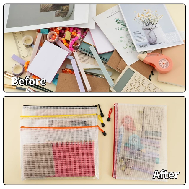 Alt view image 4 of 7 - 72pcs Mesh Zipper Pouch, A4 Size, 12 Colors Zipper Bags for Organizing Storage, Waterproof Puzzle Bag, Zipper File Bags for Board Games and School Office Supplies