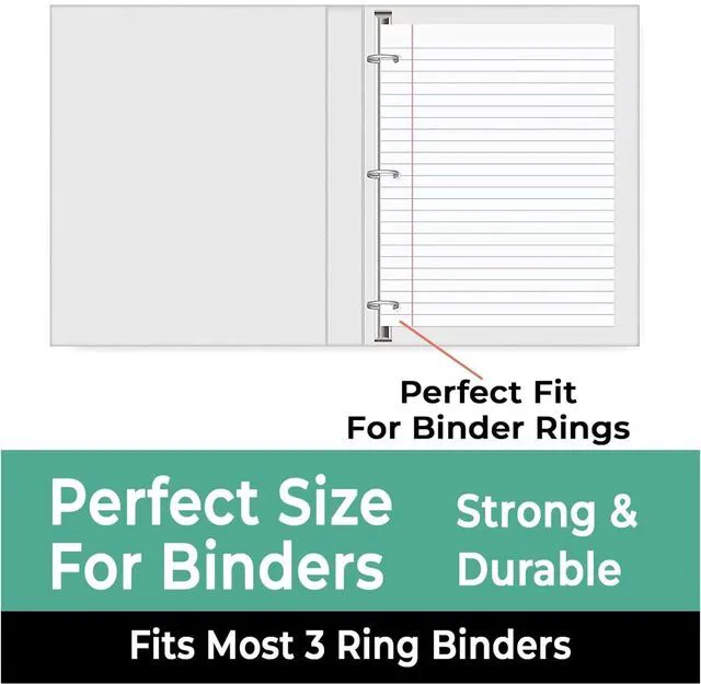 Alt view image 5 of 7 - 450 Sheets Loose Leaf Paper, 3 Pack, College Ruled Filler Paper Bulk Office Filler Paper, 8" x 10.5", 3 Hole Punched, 150 Sheets/Pack, College Ruled Notebook Paper for Binder, White