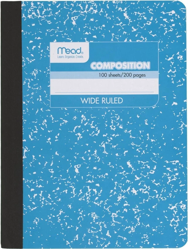 Main image of Composition Notebook,Wide Ruled Paper,7-1/2" x 9-3/4",100 Sheets,Blue Marble (09918AY7),(Pack of 12)