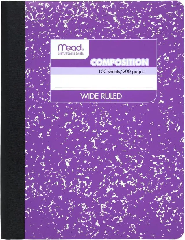Main image of Composition Notebook, Wide Ruled Paper, 7-1/2" x 9-3/4", 100 Sheets, Purple Marble (09918BA7) (Pack of 12)