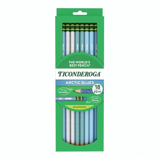 Main image of Wood-Cased Pencils Pre-Sharpened, Arctic Blues, 18 Count Ideal for writing, drawing, schoolwork, classrooms and office use