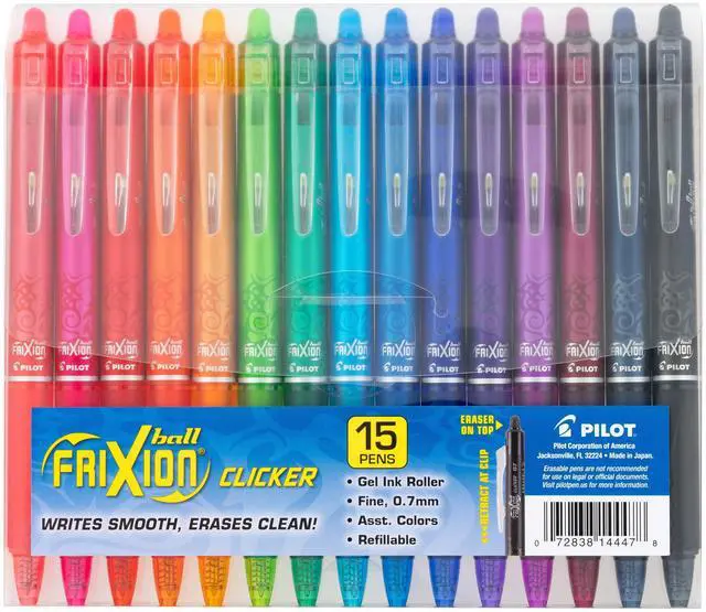 Main image of FriXion Clicker Erasable, Assorted Color Inks, 15-Pack Pouch