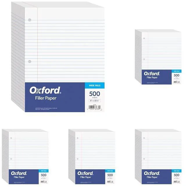 Main image of Filler-Paper, 8 x 10-1/2 Inch Wide Ruled Paper, 3 Hole Punch, Loose Leaf Notebook Paper for 3 Ring Binders, (62330), white (Pack of 2500)