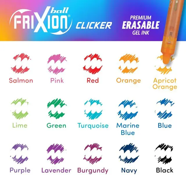 Alt view image 5 of 7 - FriXion Clicker Erasable, Assorted Color Inks, 15-Pack Pouch