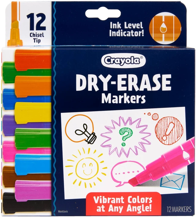 Alt view image 2 of 7 - Take Note Dry Erase Markers for School (12ct) Teacher Classroom Supplies, Chisel Tip Whiteboard Markers, Must Haves