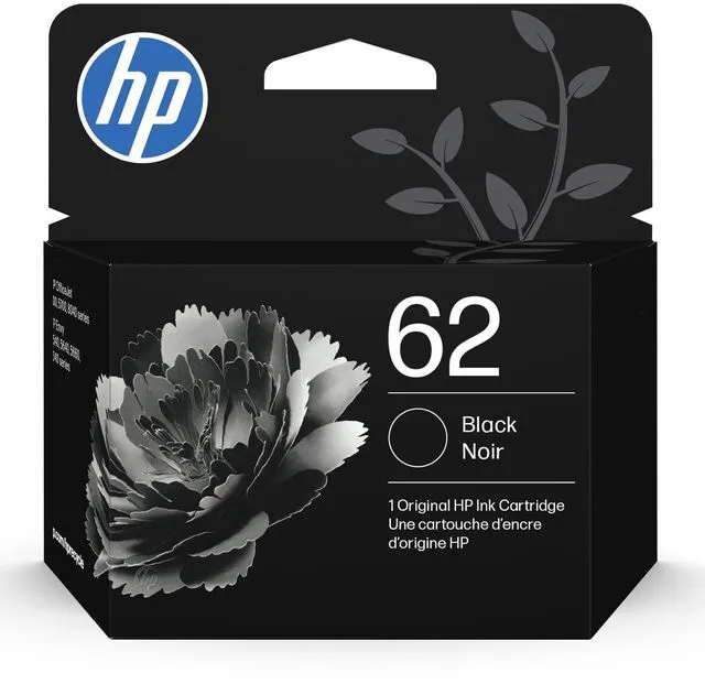 Main image of 62 Black Ink Cartridge | Works with Envy 5540, 5640, 5660, 7640, OfficeJet 5740, 8040, Mobile 200, 250 | C2P04AN | Packaging May Vary