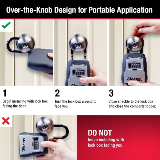 Alt view image 4 of 7 - Portable Key Lock Box, Combination Lock Box Holds 5 Keys 5400EC Secure Storage Lock Box For Realtors, Landlords, Tenants & Property Managers, Weather Resistant, Resettable 4-digit Code
