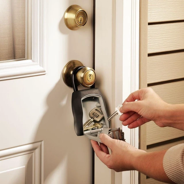 Alt view image 5 of 7 - Portable Key Lock Box, Combination Lock Box Holds 5 Keys 5400EC Secure Storage Lock Box For Realtors, Landlords, Tenants & Property Managers, Weather Resistant, Resettable 4-digit Code