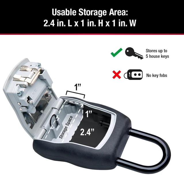 Alt view image 7 of 7 - Portable Key Lock Box, Combination Lock Box Holds 5 Keys 5400EC Secure Storage Lock Box For Realtors, Landlords, Tenants & Property Managers, Weather Resistant, Resettable 4-digit Code