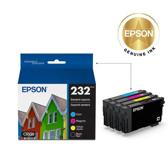 Alt view image 2 of 6 - 232 Claria Ink Standard Capacity Black & Color Cartridge Combo Pack (T232120-BCS) Works with Workforce WF-2930, 2950 and Expression XP-4200, 4205