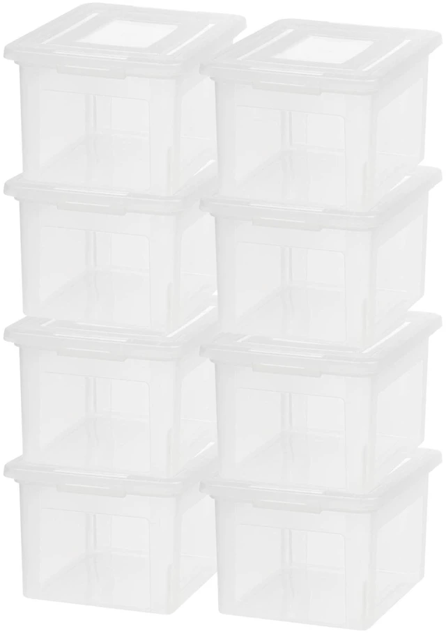Main image of 8 Pack File Box, Plastic Document Organizer with Lid, 35 Qt, Clear Portable Moving Box, Stackable and Secure Storage, Durable Container Set for Letter/Legal Files