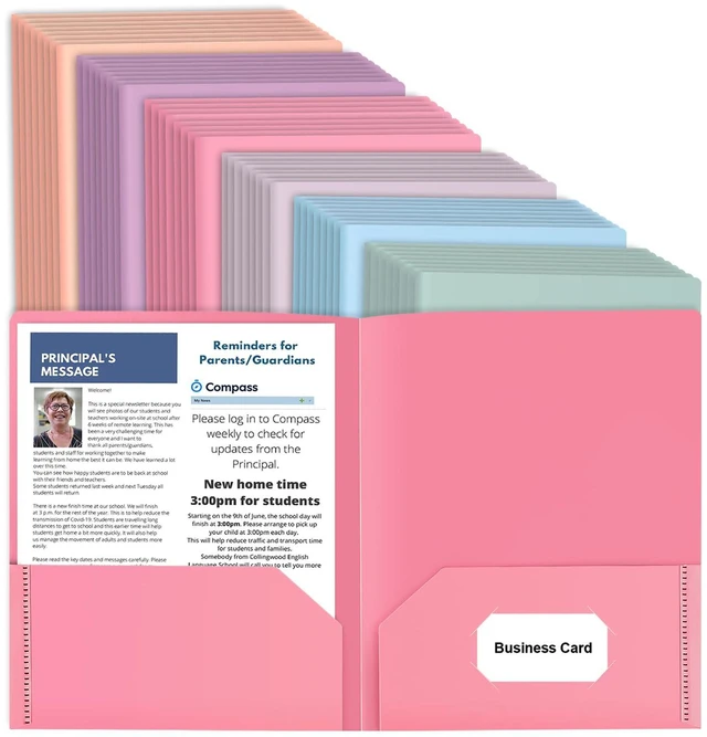 Main image of 48 Pack Colored File Folders with Pockets, Pastel, Cute Plastic Folders Business Card Holder, Decorative Pocket Folders, for Documents, for Filing Cabinet, School, Office, Resume Portfolio